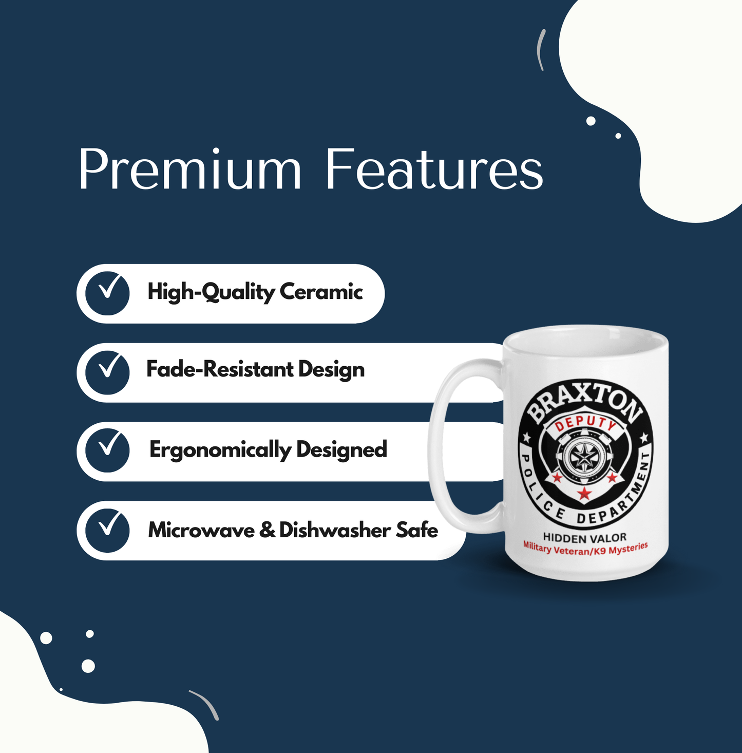 Braxton P.D Ceramic White Mug ( 15 oz.)