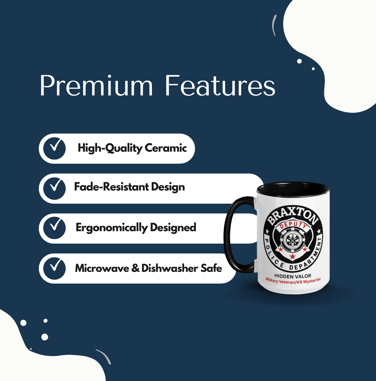Braxton P.D Ceramic Mug with Color Inside (15 oz.)